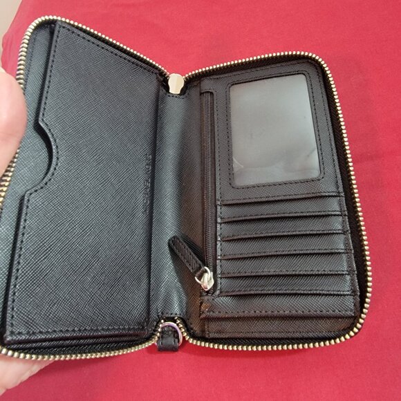 Michael Kors Jet Set Black Signature Monogram Print Zip Around Wallet/Wristlet - Picture 8 of 16